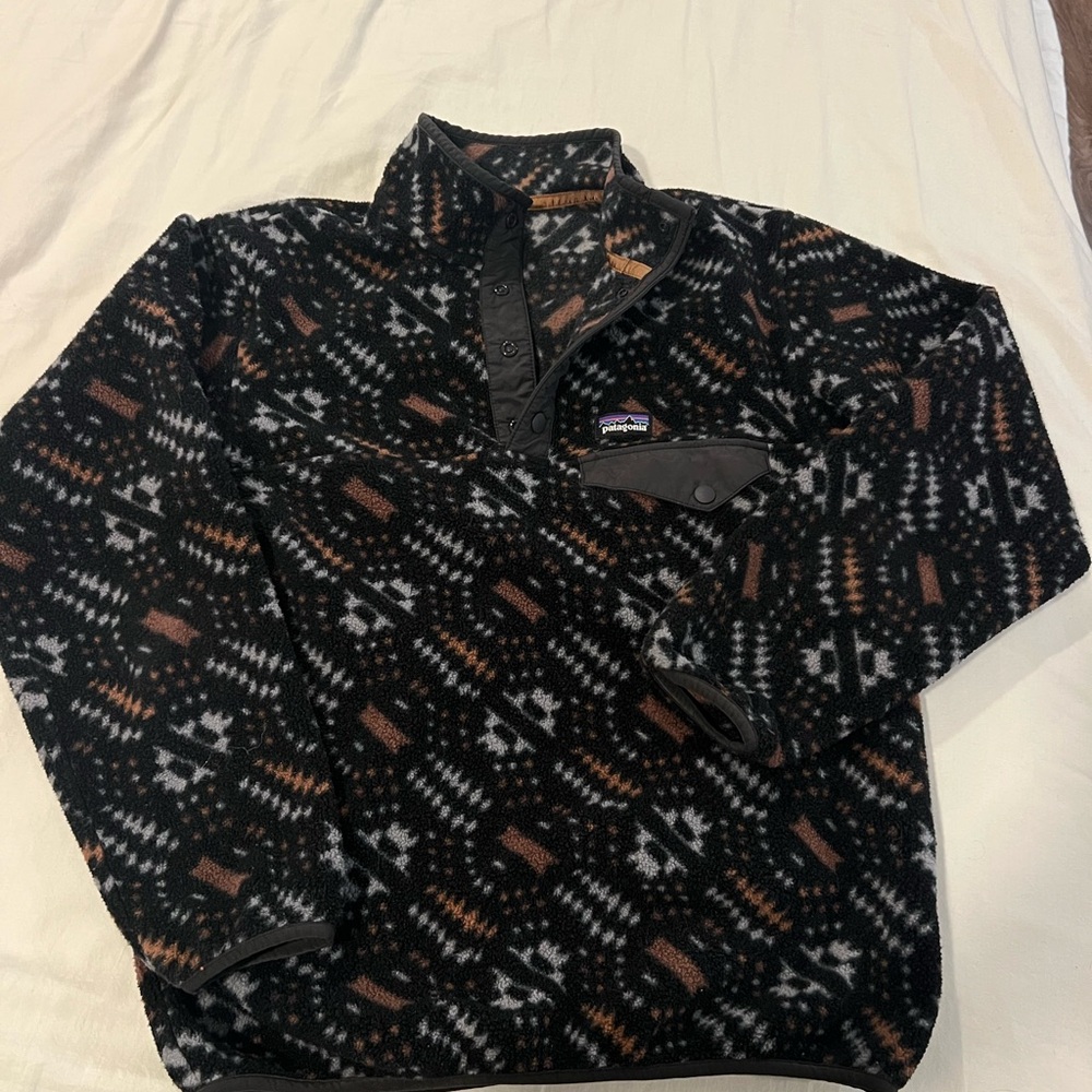 Patagonia Kids' Black and Brown Fleece Jacket